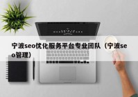 寧波seo優(yōu)化服務(wù)平臺專業(yè)團(tuán)隊(duì)（寧波seo管理）