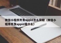 微信小程序開發(fā)appid怎么獲?。ㄎ⑿判〕绦蜷_發(fā)appid是什么）
